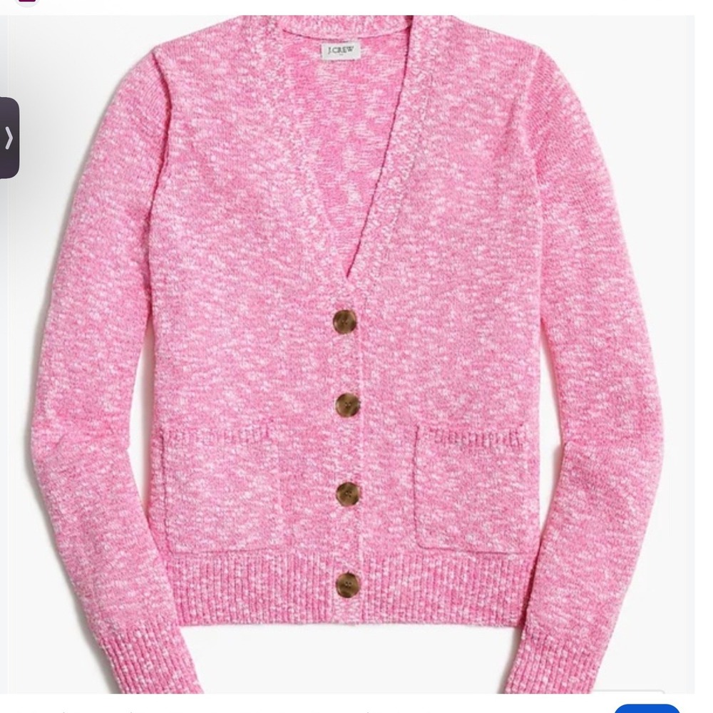 J.Crew Womens V-Neck Cotton Cardigan Sweater M Pink Beach Preppy Layers Fall